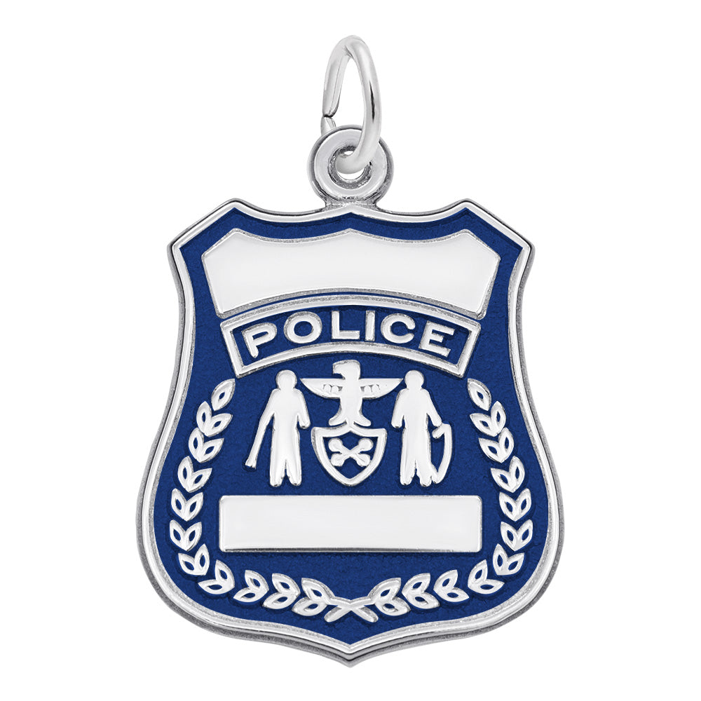 Sterling Silver Painted Police Badge Charm