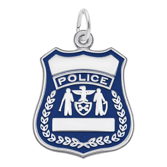 Sterling Silver Painted Police Badge Charm