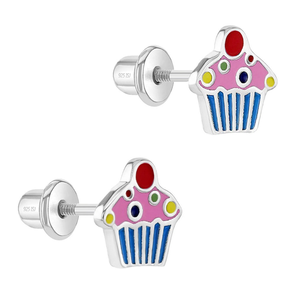 Children's Cherry Cupcake Baby Toddler Kids Earrings
