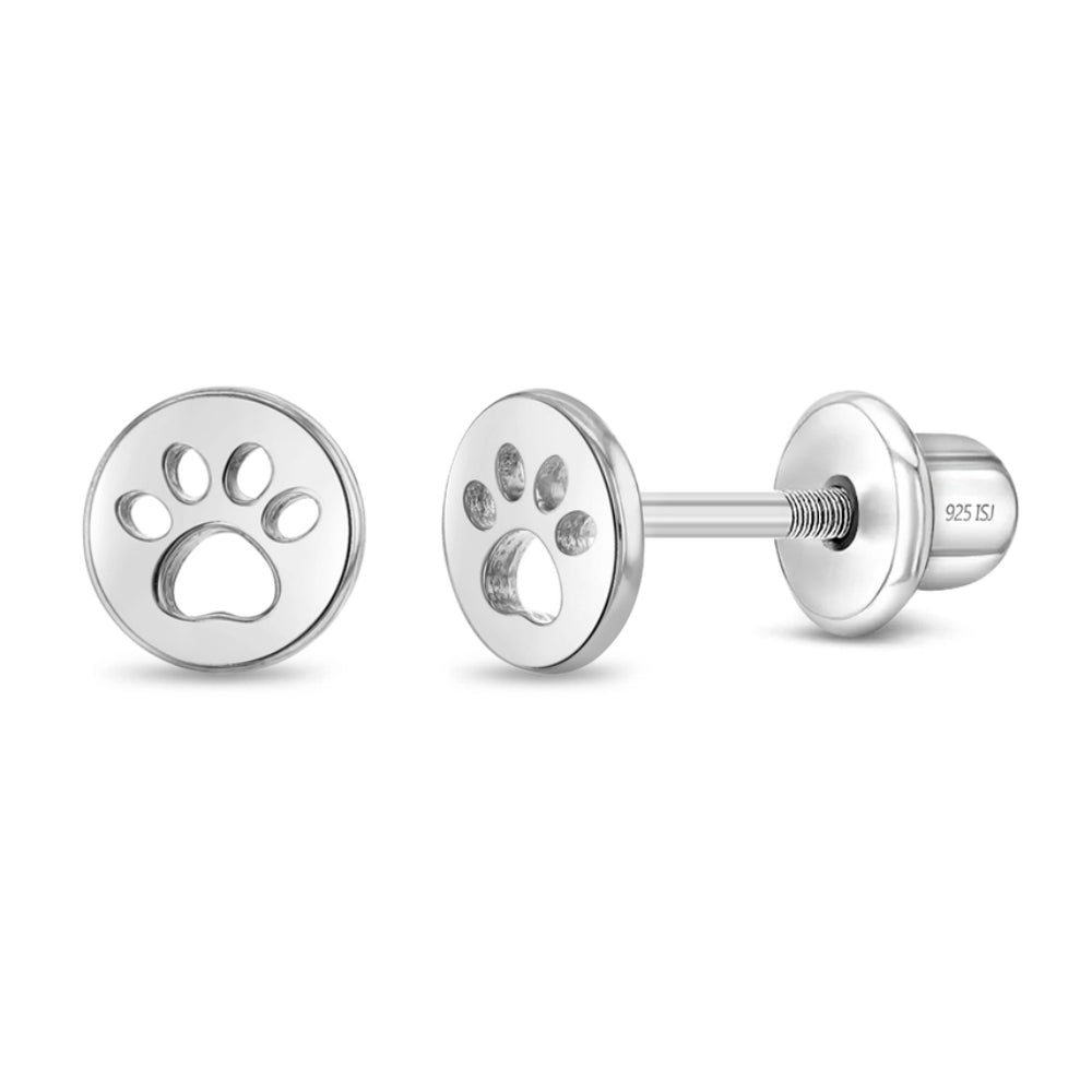 Children's Sterling Silver Dog Paw Coin Earrings