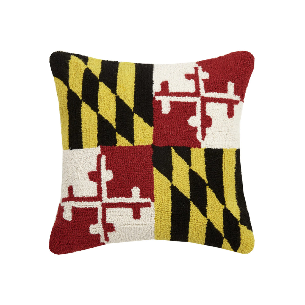 Decorative  maryland flag pillow on a white background.
