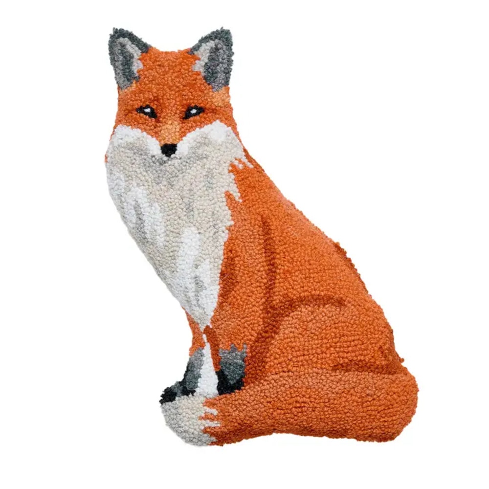 Plush fox pillow on a white background