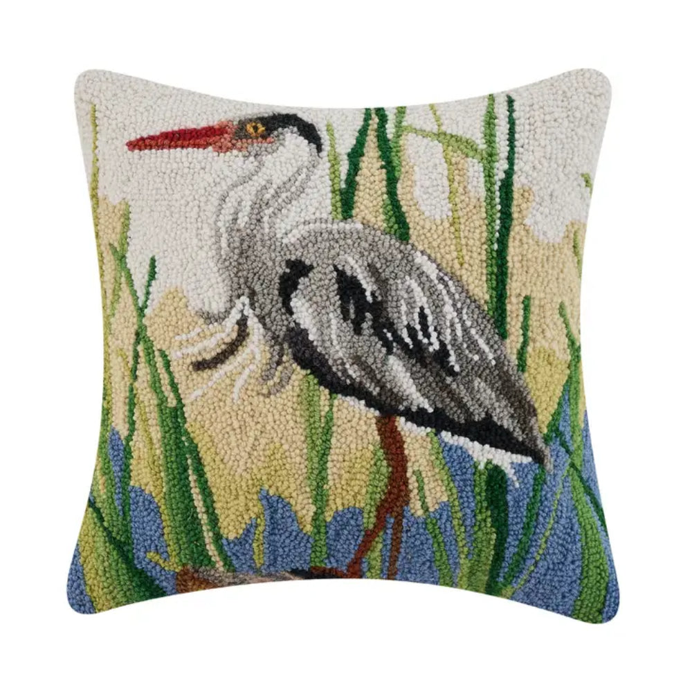 Great Blue Heron Hook Pillow by Sally Eckman Roberts