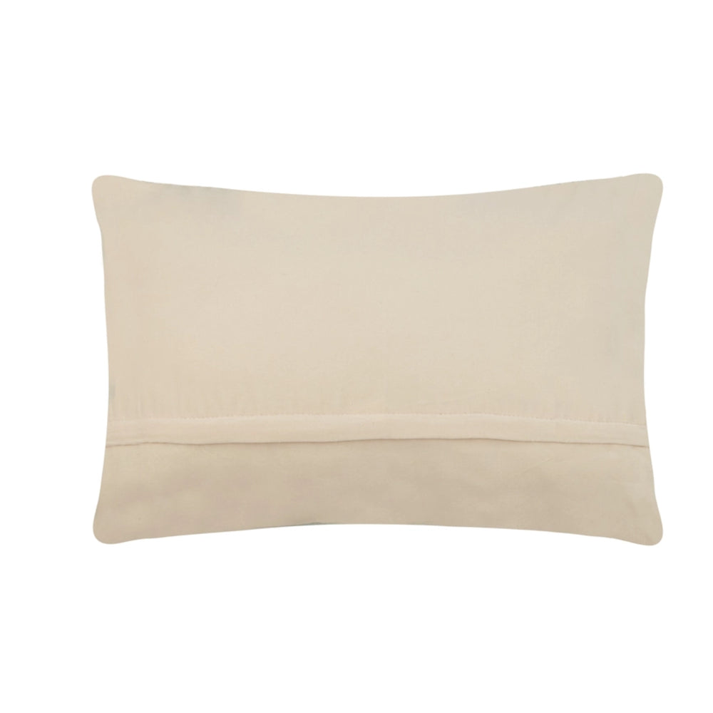 A rectangular lumbar pillow in a solid cream or beige color, featuring a horizontal stitched seam across the middle, shown against a plain white background.