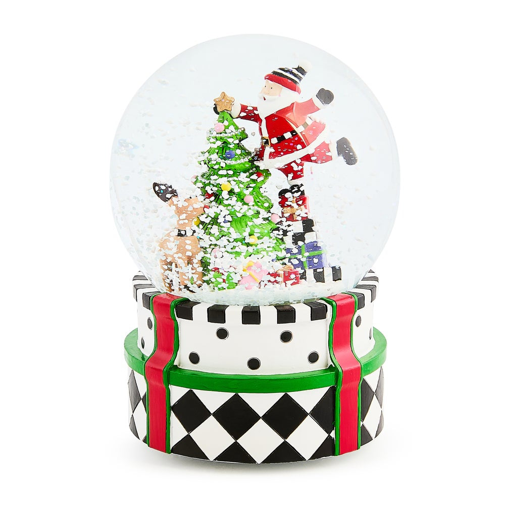 MacKenzie-Childs Santa & Rudolph Snow Globe