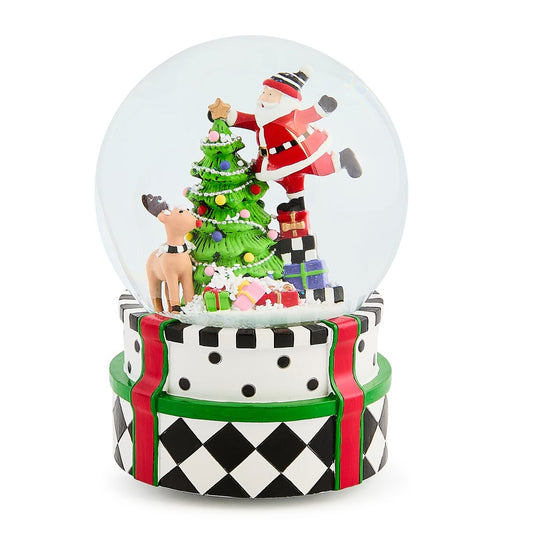 MacKenzie-Childs Santa & Rudolph Snow Globe
