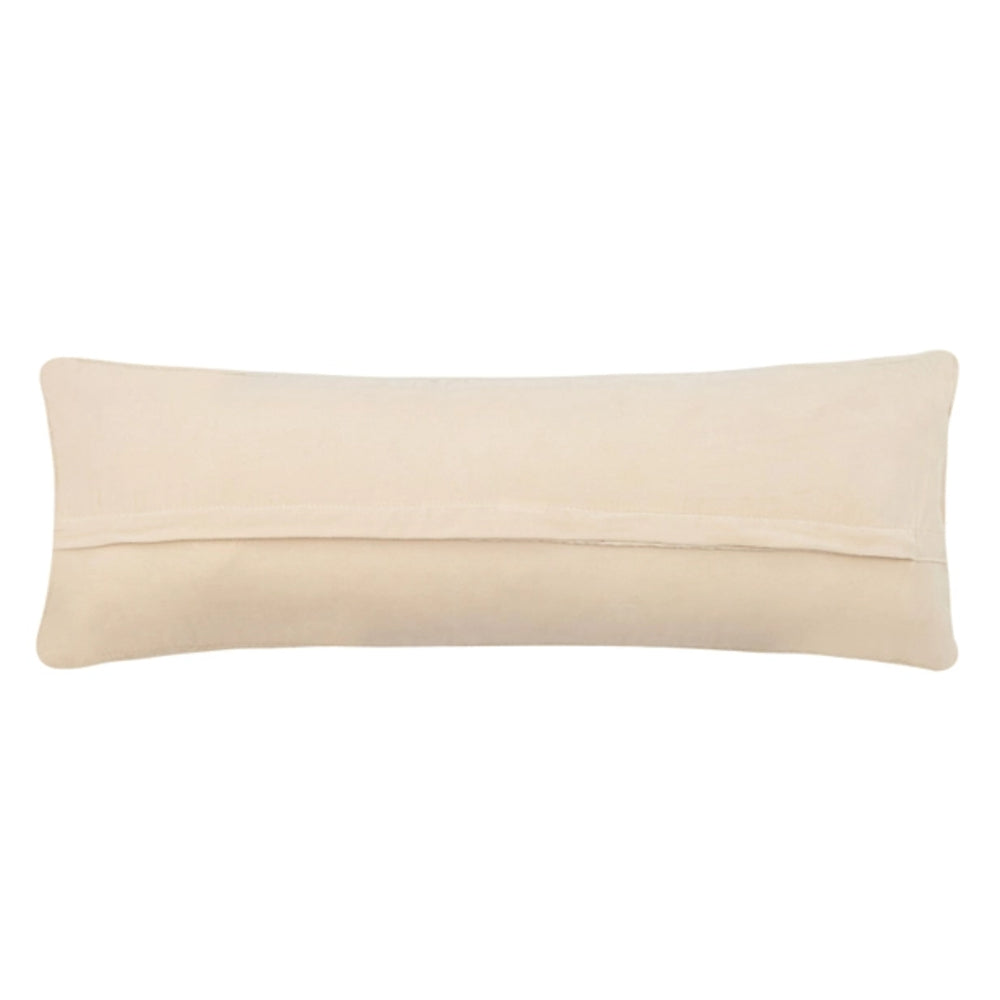 A rectangular lumbar pillow in a light cream or beige color, shown against a plain white background.