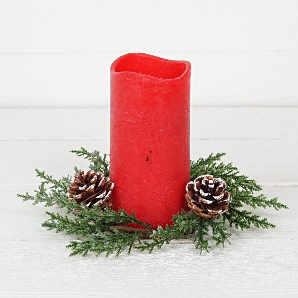 Holiday Depot 3.5in Ring-Twiggy Cypress with Snowy Pinecones Wreath