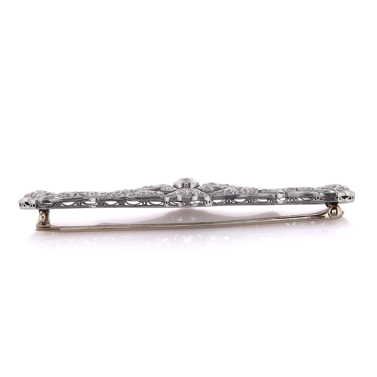 Estate Platinum Bezel Set Diamond Bar Pin