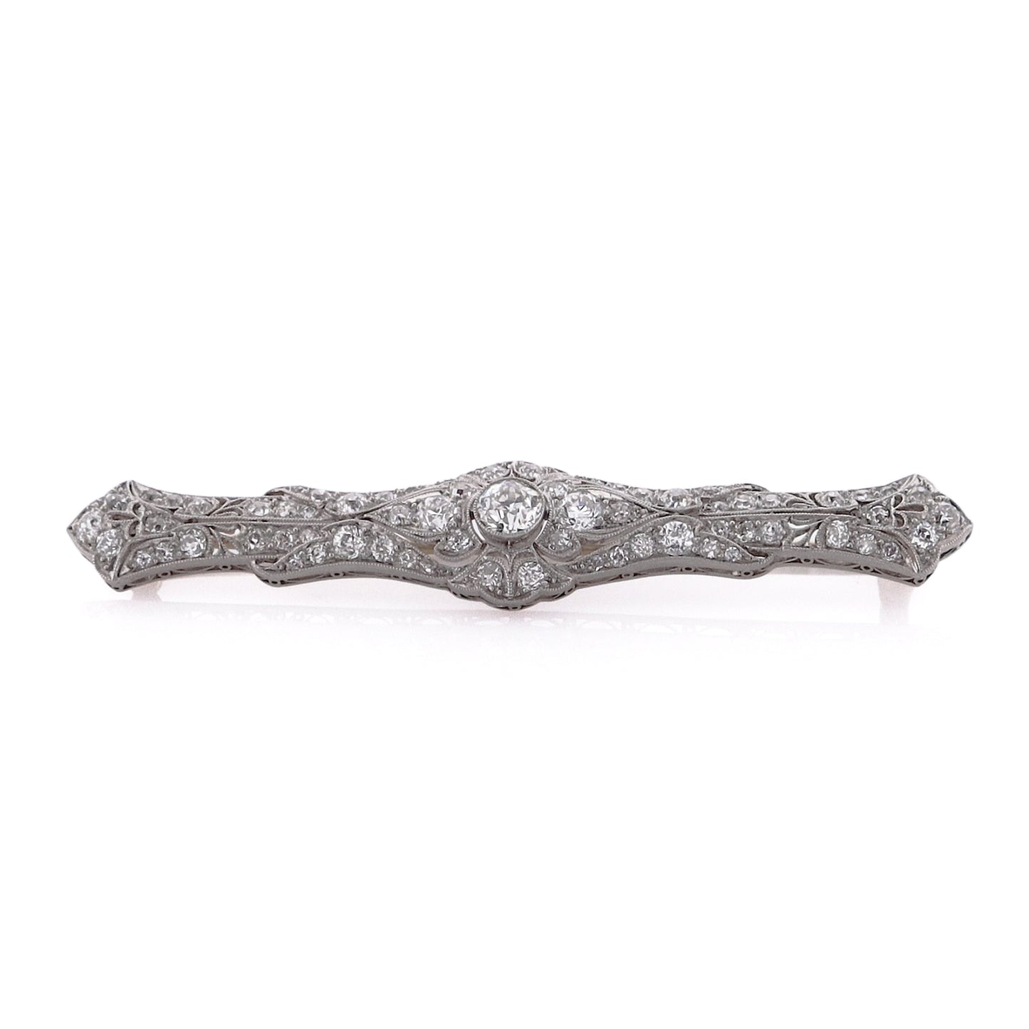 Estate Platinum Bezel Set Diamond Bar Pin