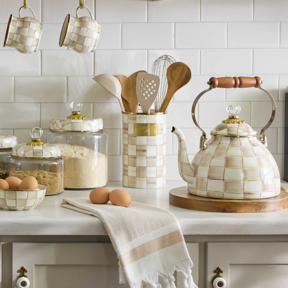 Mackenzie-Childs Mocha Check Slotted Spatula