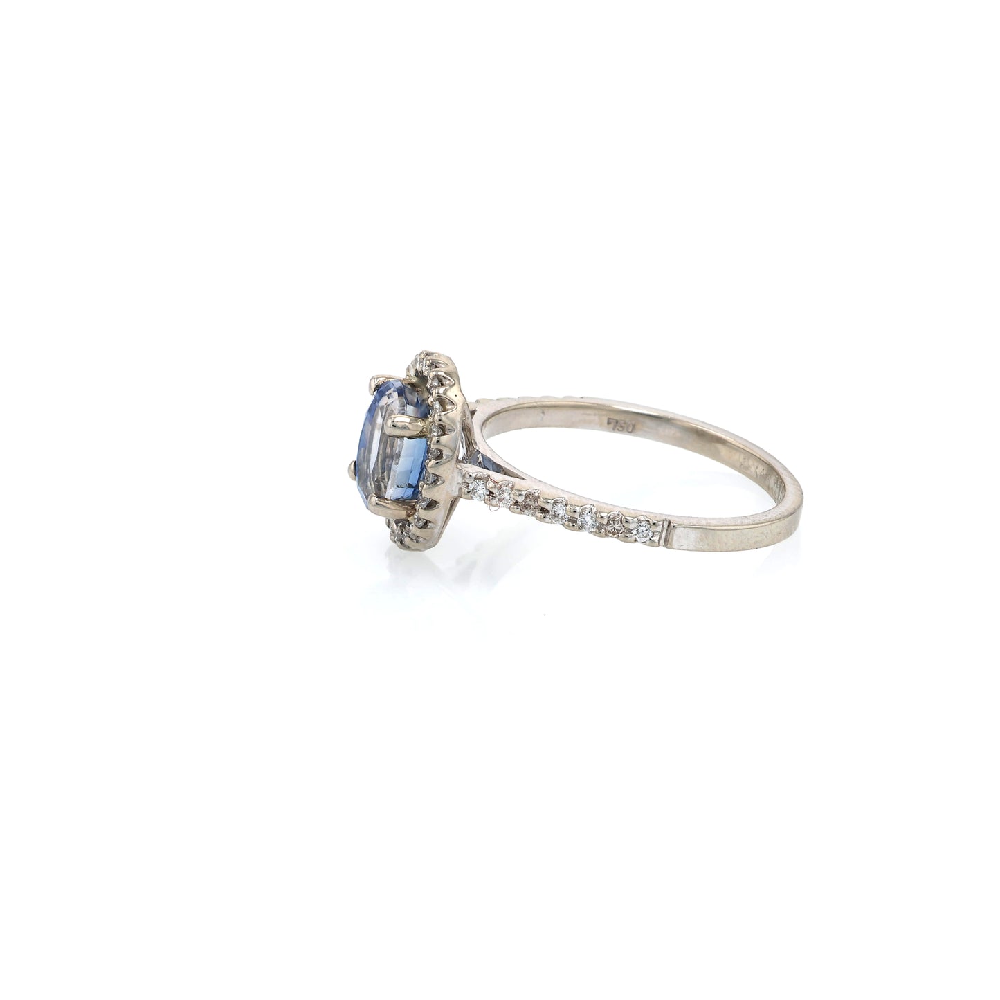 Estate 18 Karat White Gold Sapphire and Diamond Ring