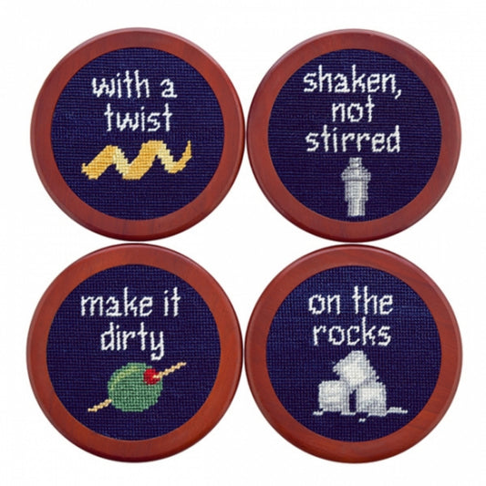 Smathers & Branson Cocktail Orders Needlepoint Coaster Set