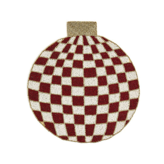 MacKenzie-Childs Red Check Ornament Beaded Placement