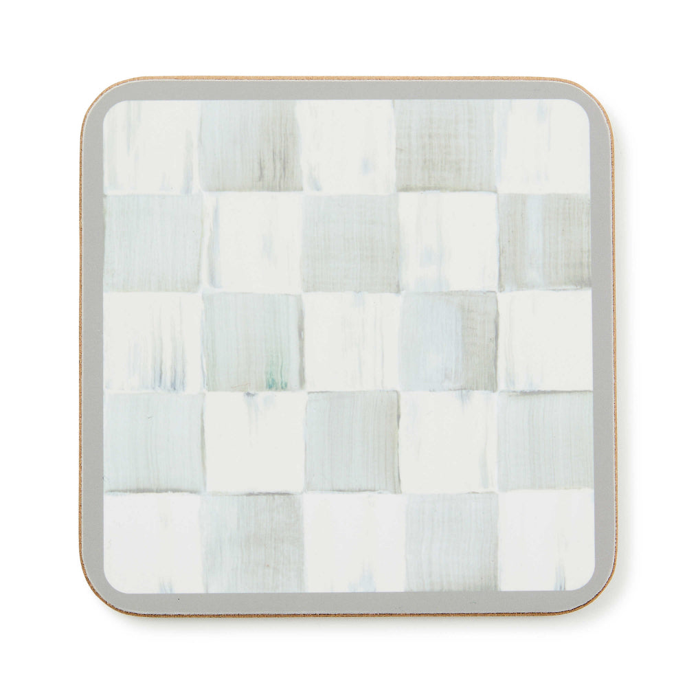 Mackenzie-Childs Sterling Check Cork Back Coasters - Set of 4