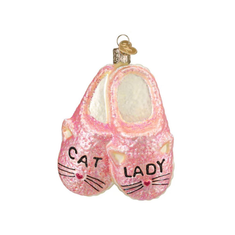 Old World Christmas Cat Lady Slippers Ornament