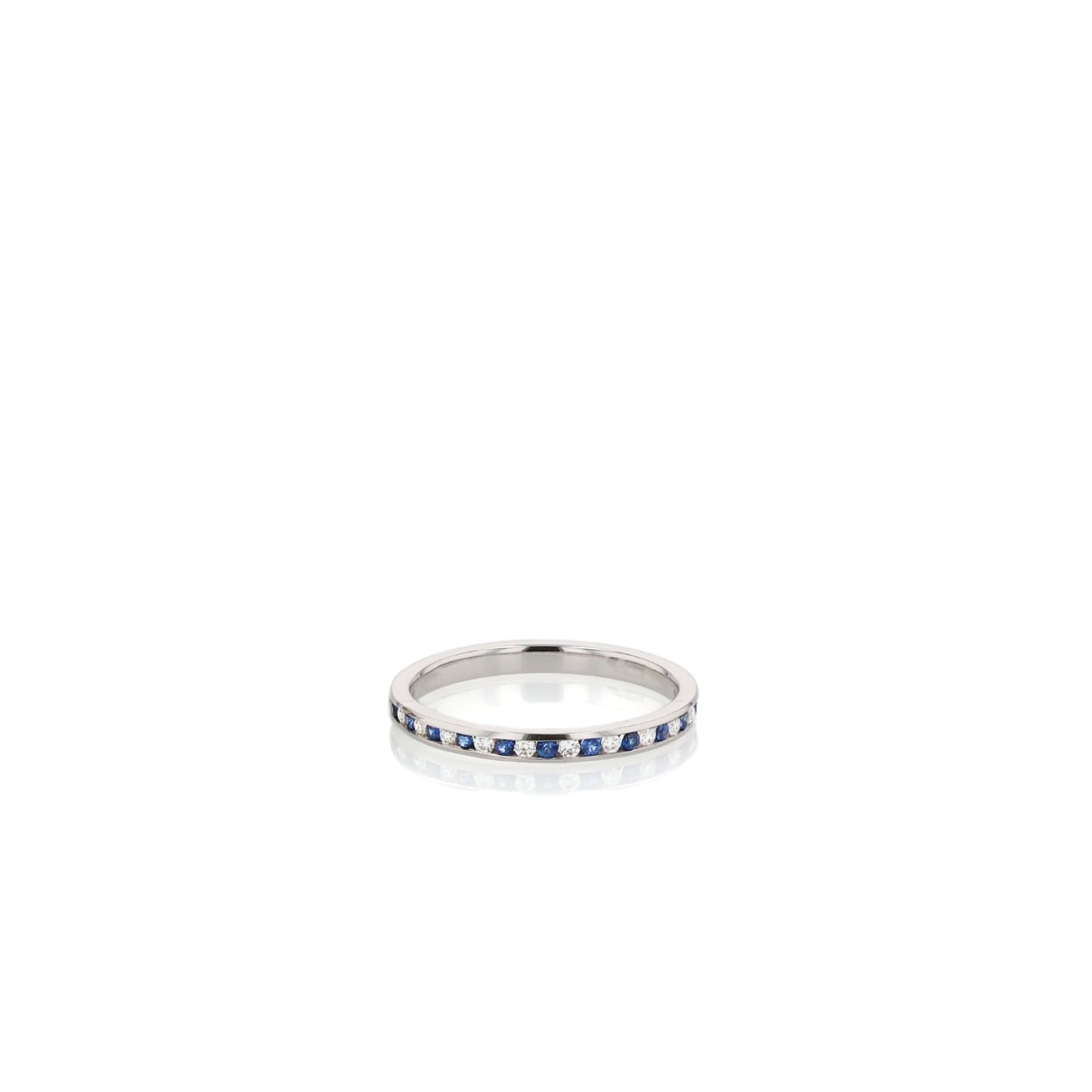18k White Gold Alternating Sapphire and Diamond Halfway Band