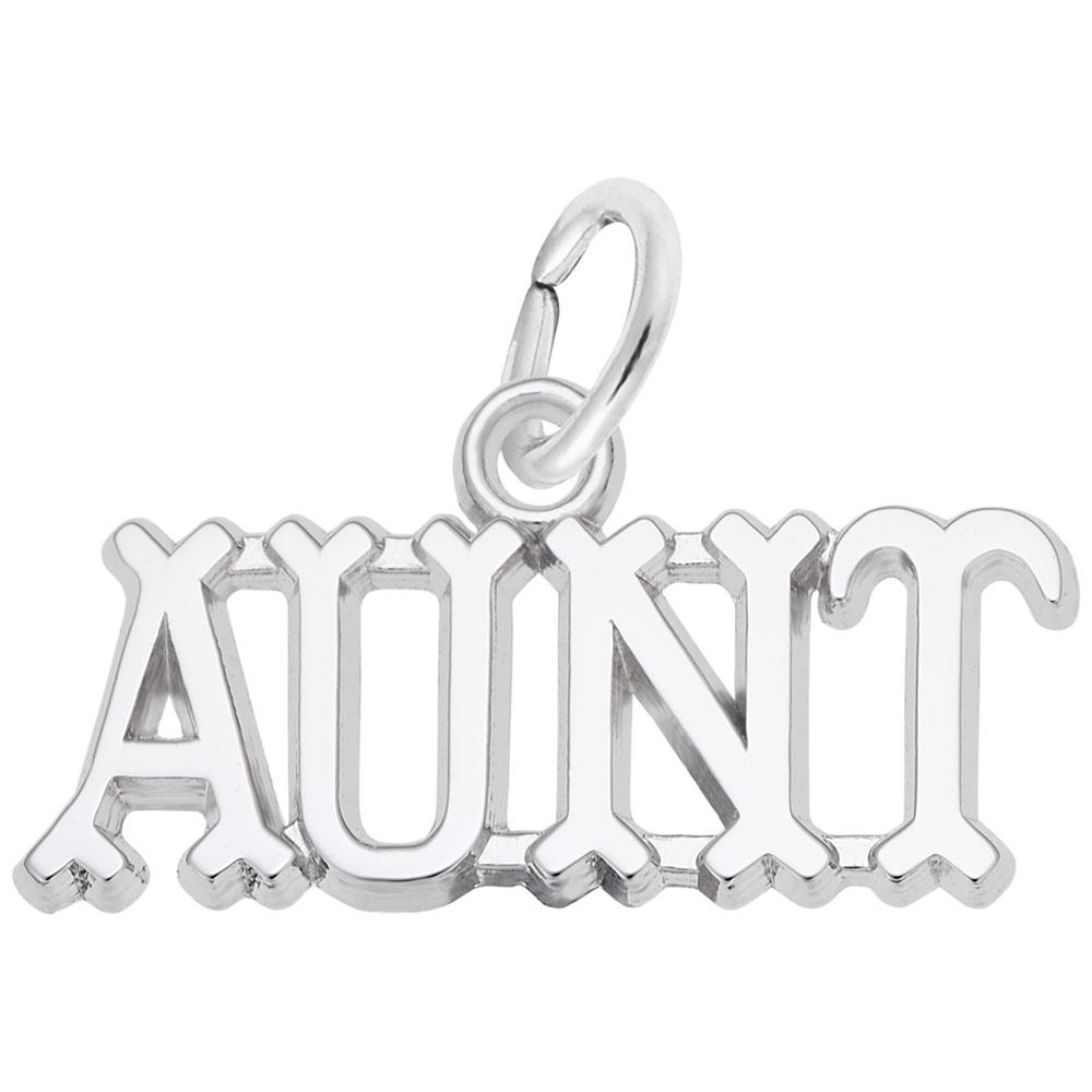 Silver 'Aunt' charm on a white background