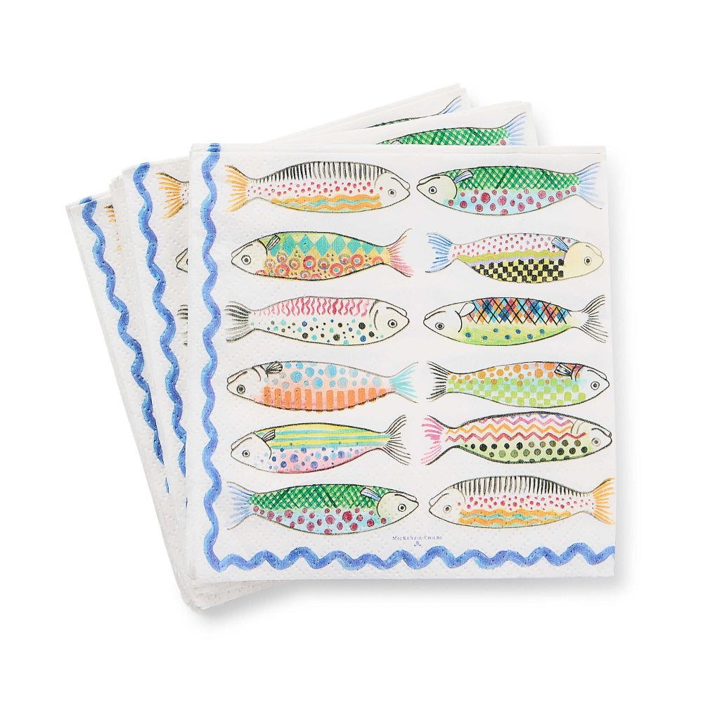Mackenzie-Childs Go Fish Cocktail Paper Napkins
