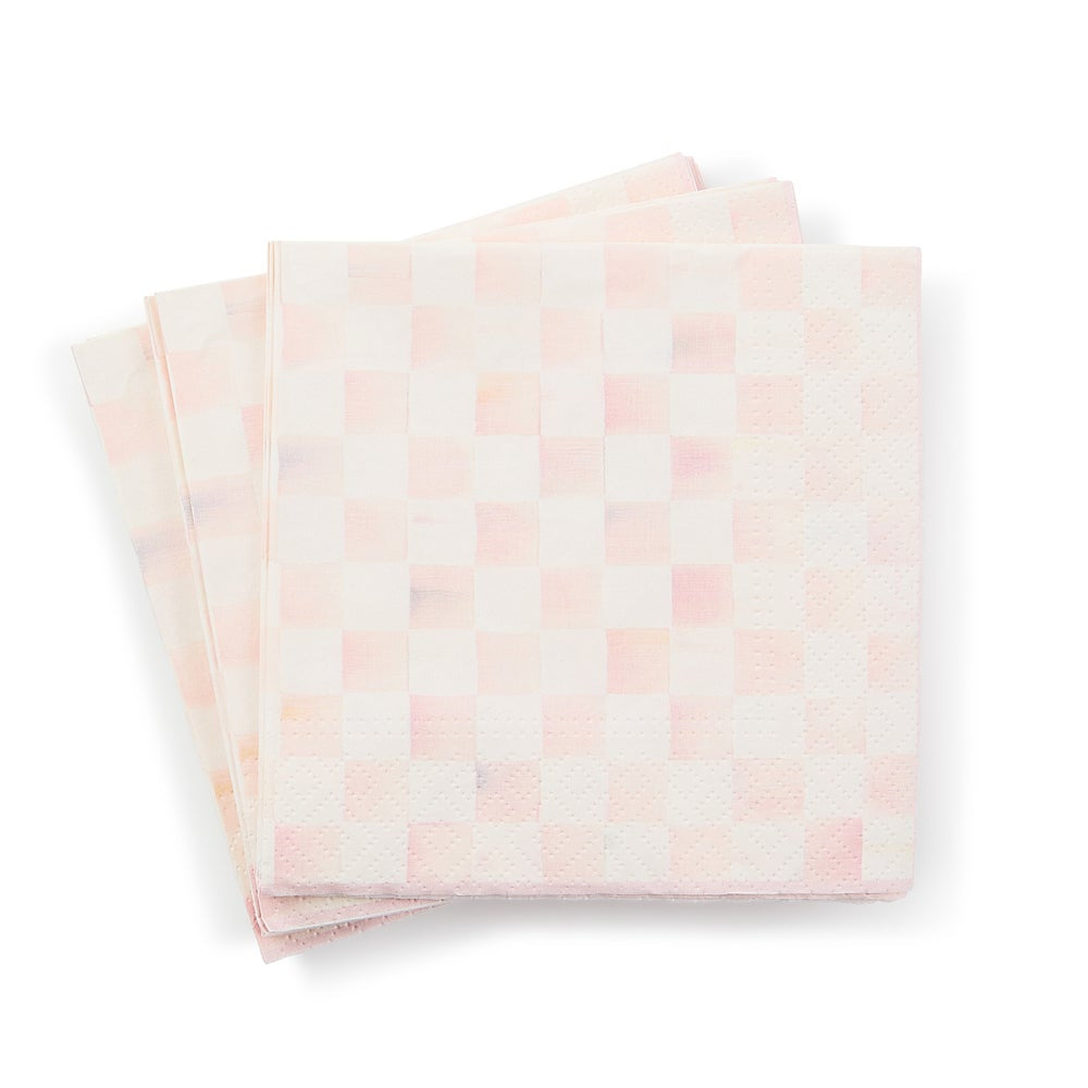 Mackenzie-Childs Rosy Check Cocktail Paper Napkins