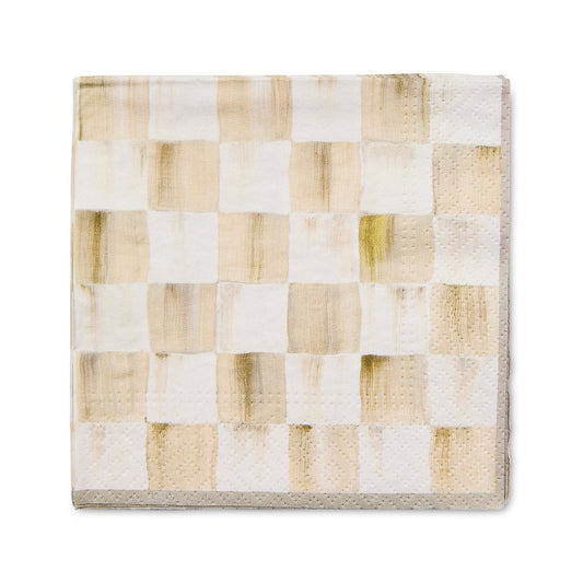 Mackenzie-Childs Mocha Check Cocktail Paper Napkins - Pack of 20