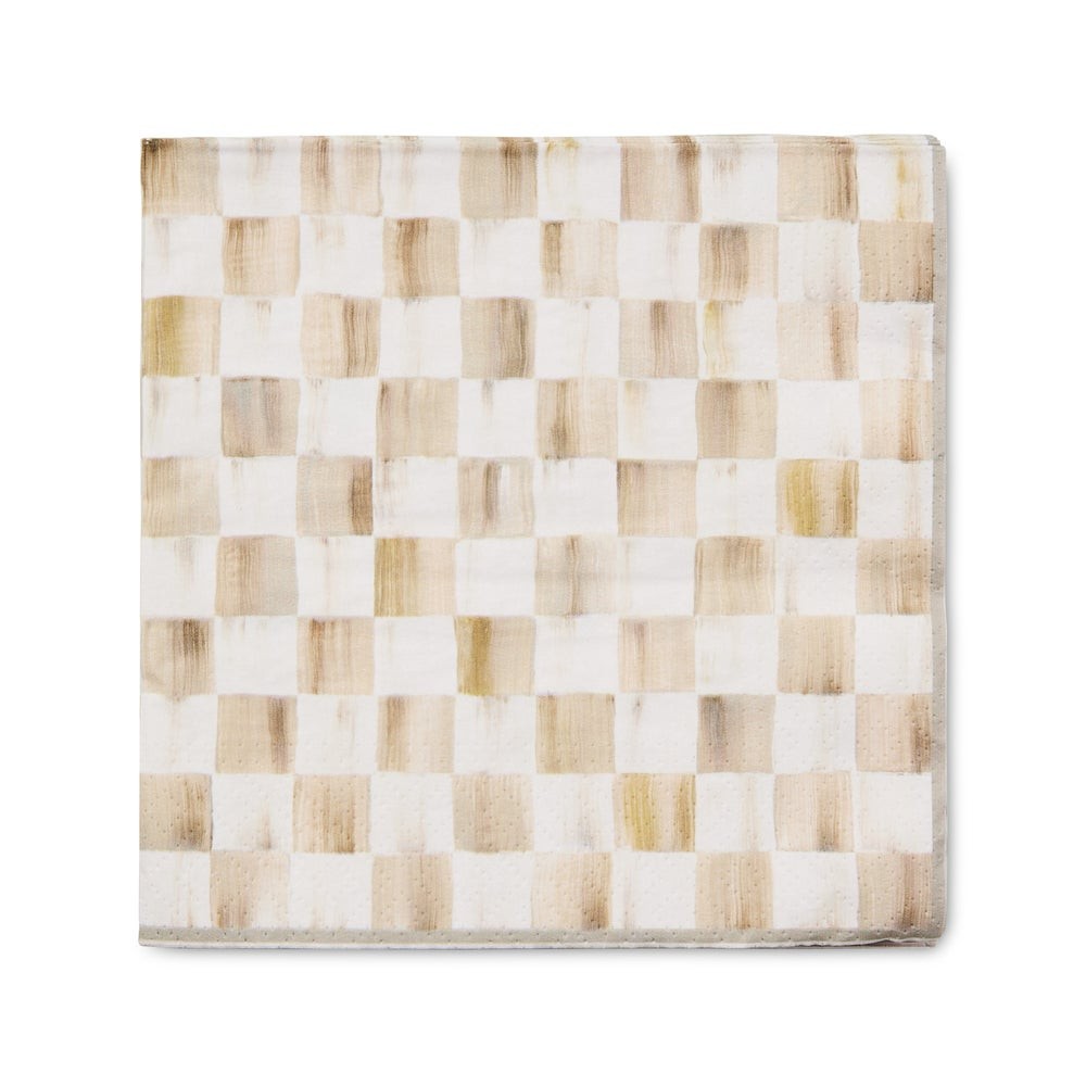 Mackenzie-Childs Mocha Check Dinner Paper Napkins - Pack of 20