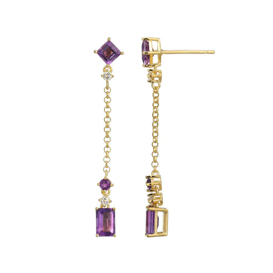 Elle Amethyst and White Topaz Drop Earrings