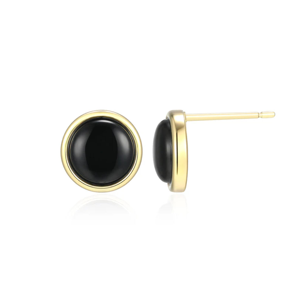 Elle Lustre Collection Black Agate Stud Earrings