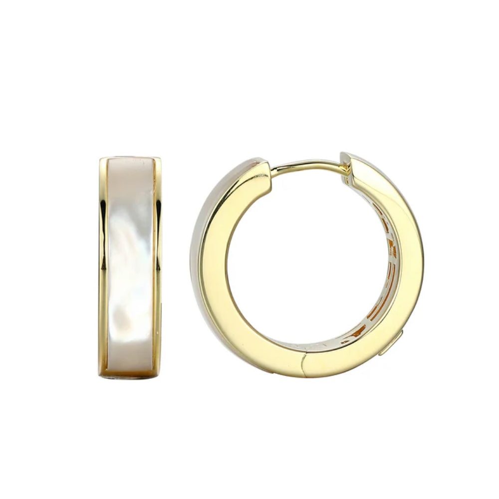 Elle Vera Mother-of-Pearl Inlay Hoop Earrings