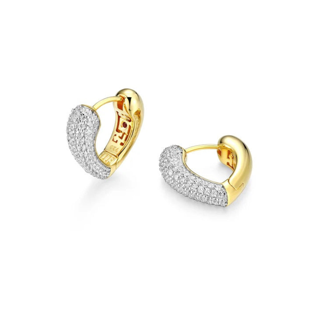 Gold hoop earrings with diamond accents