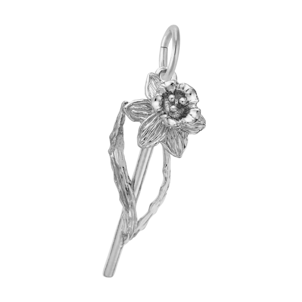 Silver flower pendant on a white background