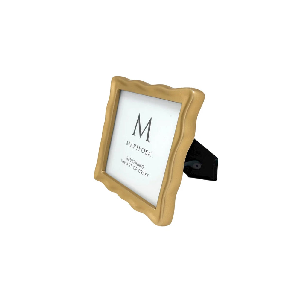 A small square picture frame with a wavy gold-toned border and a black hitch receiver, shown on a plain white background. The insert card displays the brand name 'Mariyosa'.