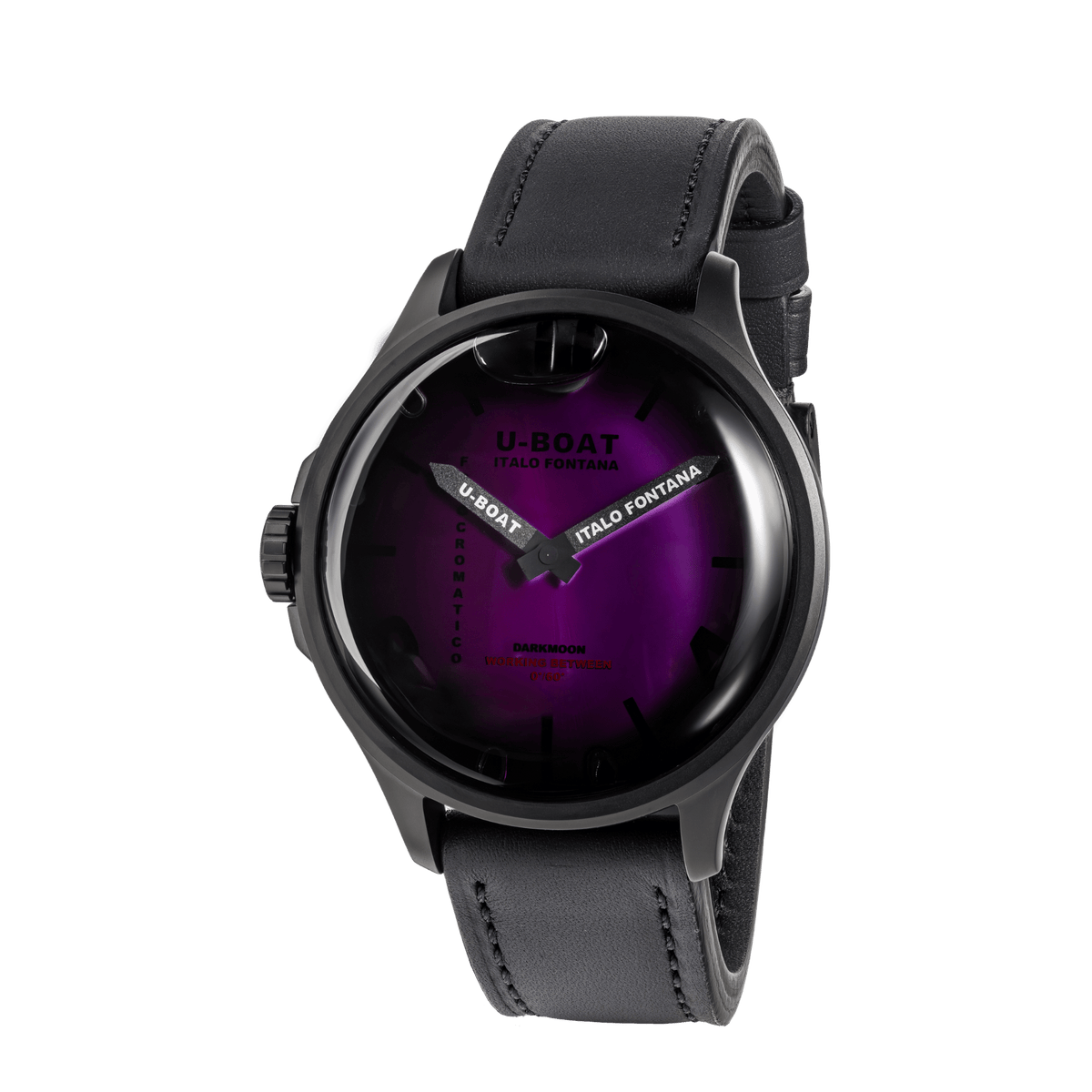 black watch with purple dial on a black and white check background