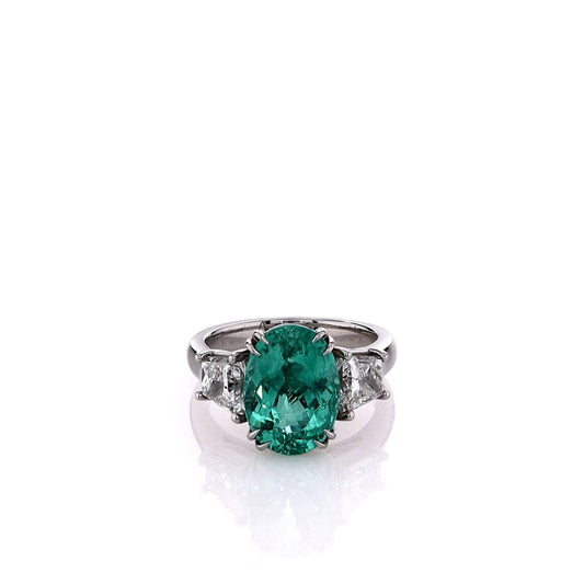 Platinum Paraiba Tourmaline and Diamond Ring (with C. Dunaigre Certificate)
