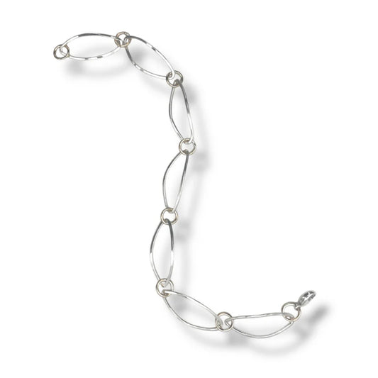 Sterling Silver Hammered Link Bracelet, 7.5"