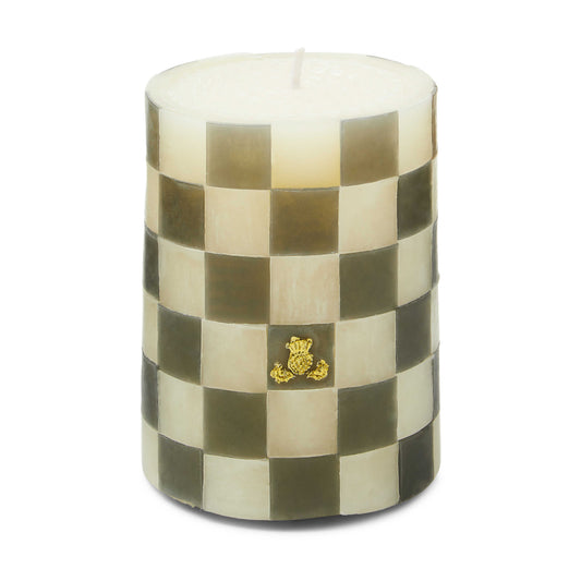 MacKenzie-Childs Check Grey 4" Pillar Candle