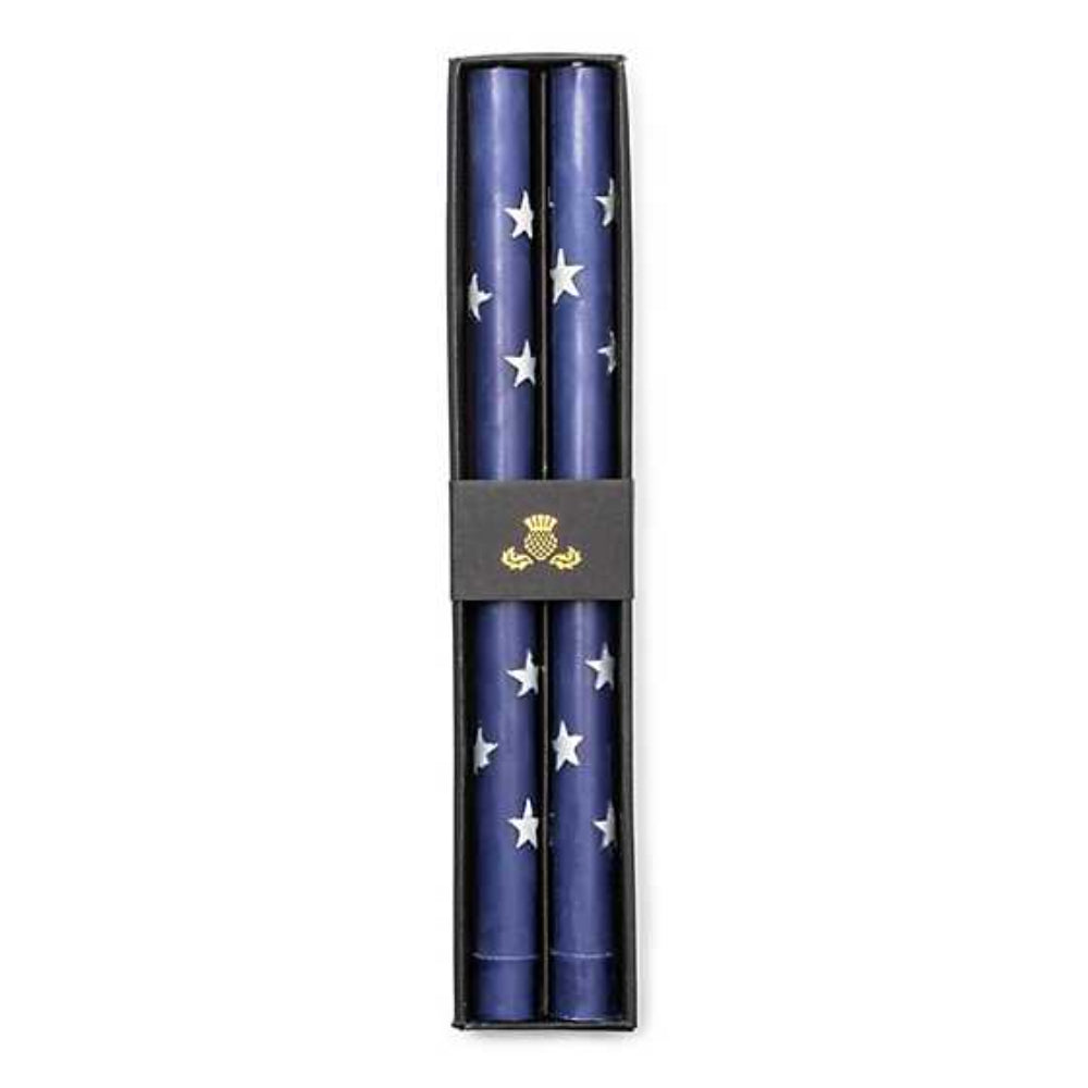 MacKenzie-Childs  Star Dinner Candles-Navy & Pearl- Set of 2