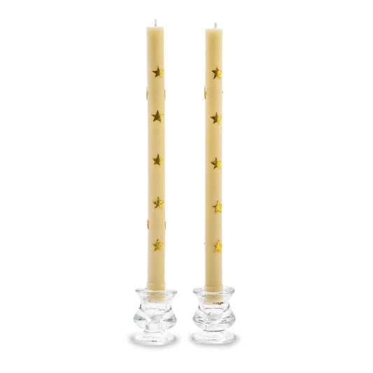 MacKenzie-Childs Gold Stars Dinner Candles - Set of 2
