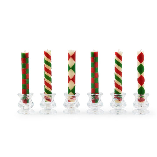 MacKenzie-Childs Mini Red & Green Dinner Candles - Set of 6