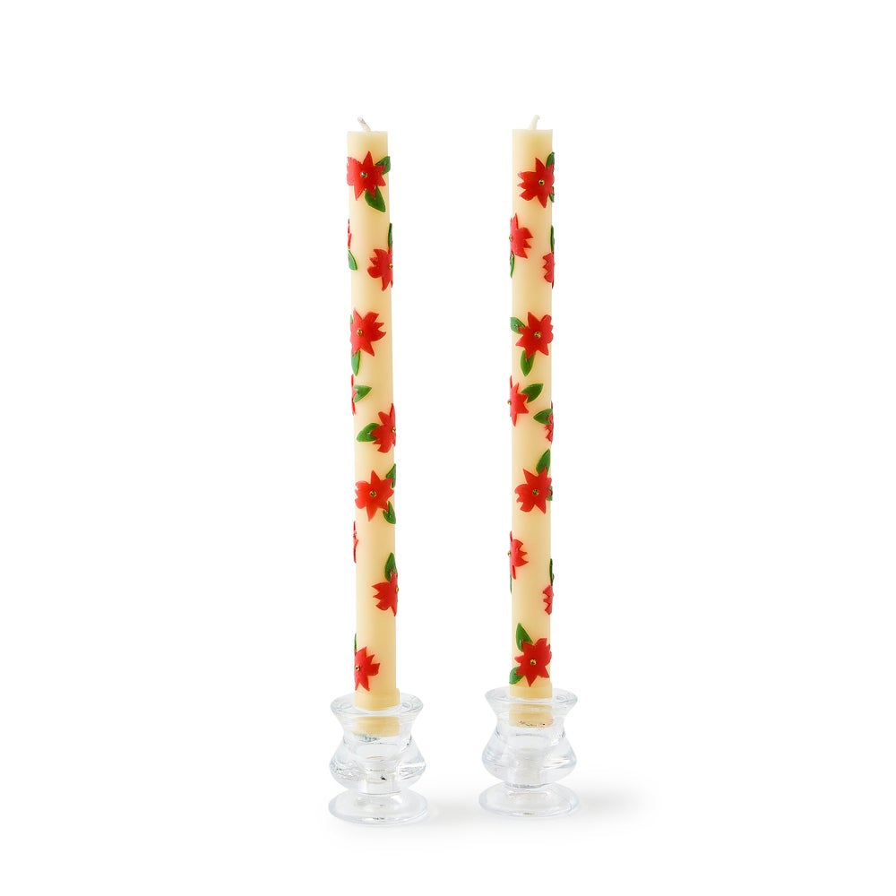 MacKenzie-Childs Poinsettia Dinner Candles - Set of 2