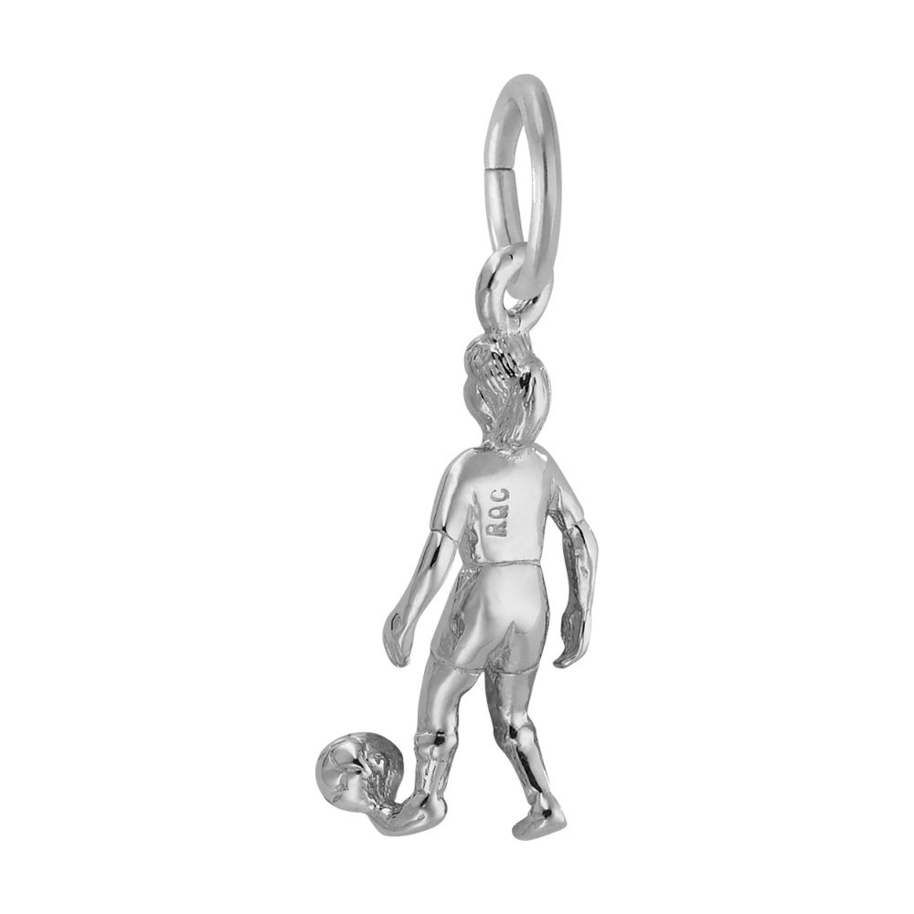 Back of Silver Soccer player charm on a white background