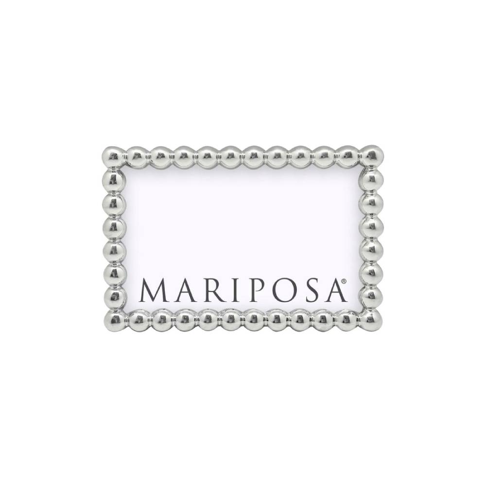 A silver beaded rectangular picture frame with the brand name 'MARIPOSA' printed in black at the bottom center, shown on a plain white background.