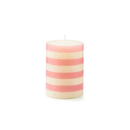 Mackenzie-Childs Pink Bands 4" Pillar Candle