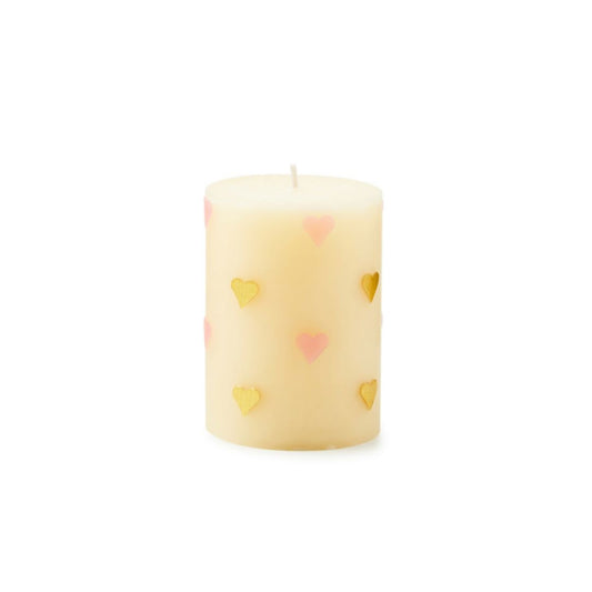 Mackenzie-Childs Pink Hearts 4" Pillar Candle