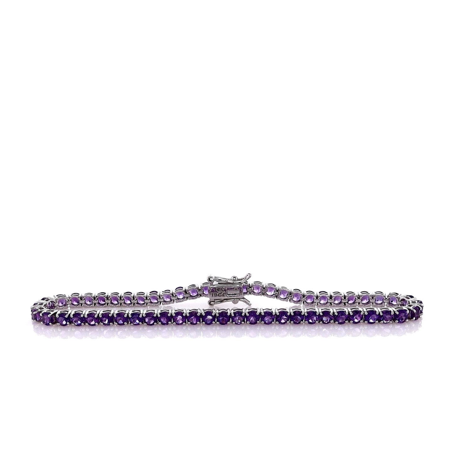 14k White Gold 7" Round Amethyst Line Bracelet