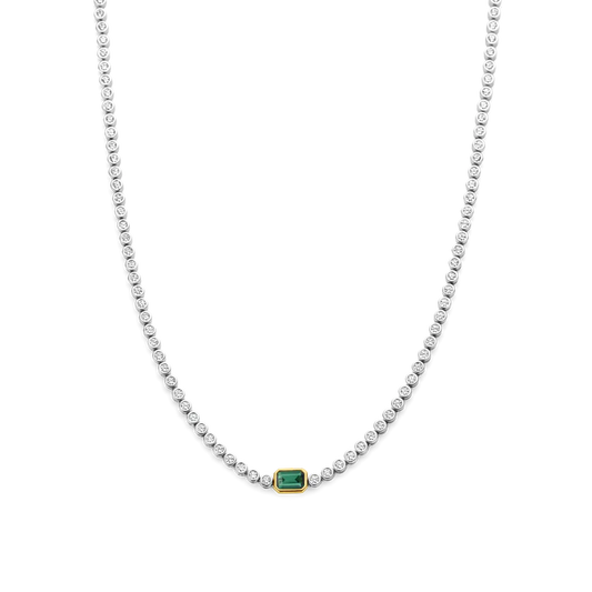 Ti Sento Necklace with Emerald Green Cubic Zirconia