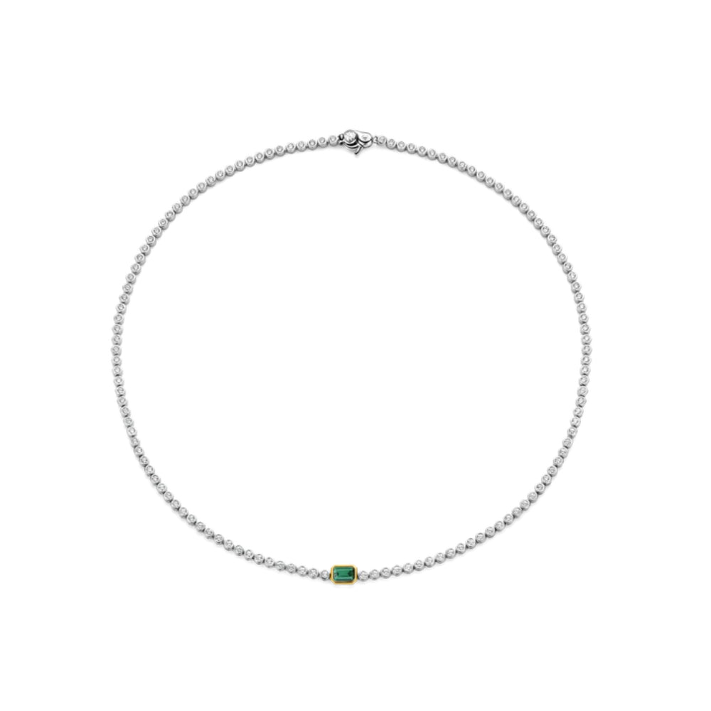 Ti Sento Necklace with Emerald Green Cubic Zirconia