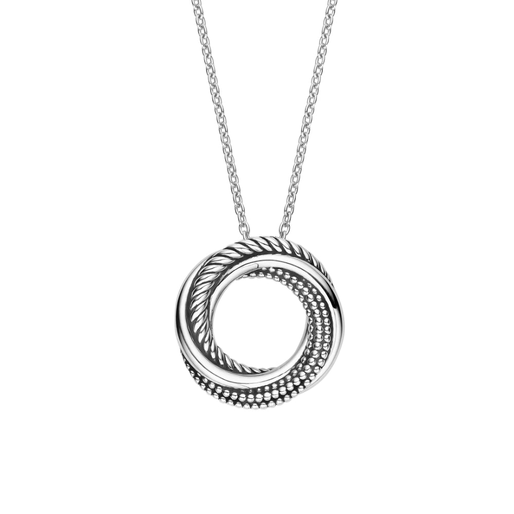 Ti Sento Sterling Silver Textured Open Circle Pendant Necklace