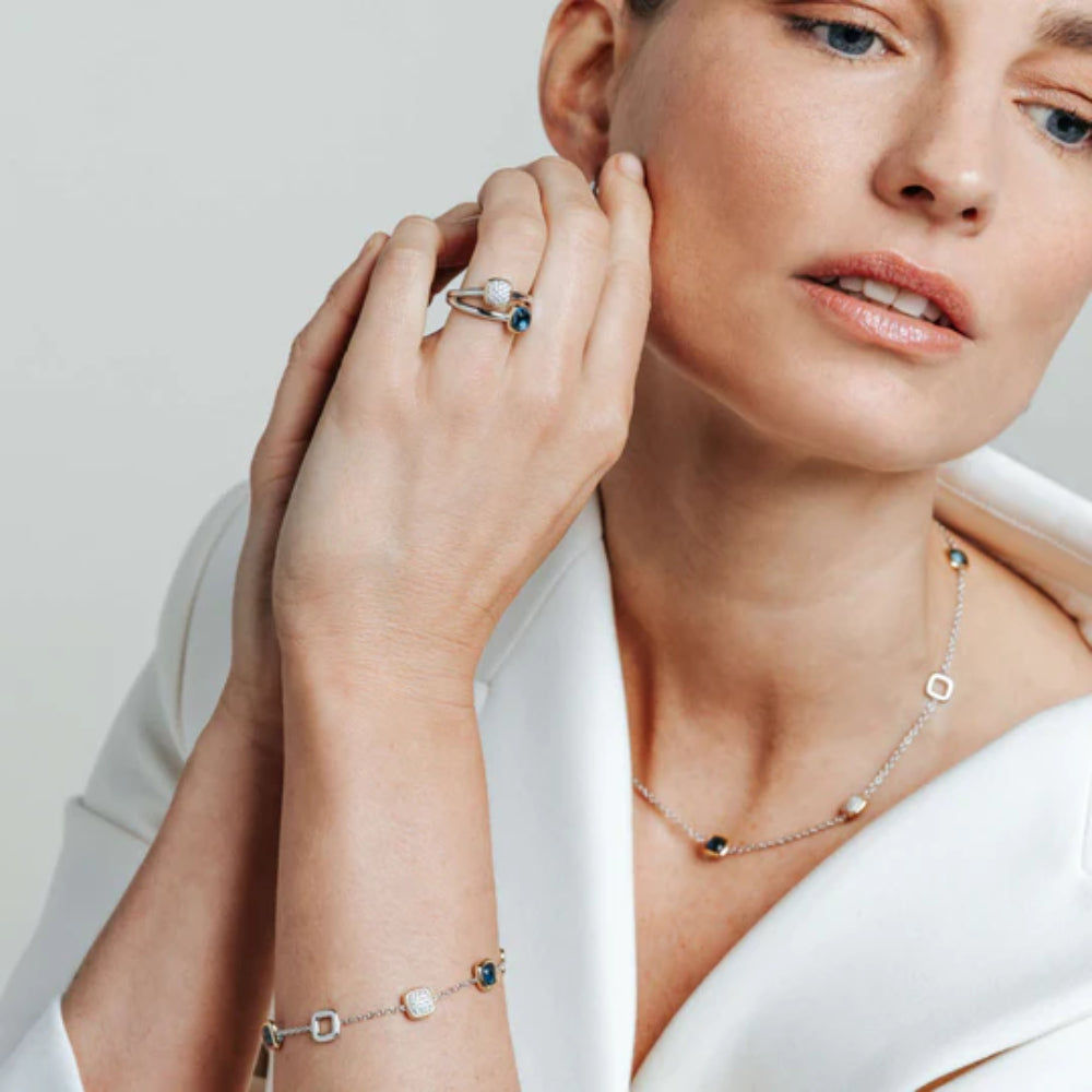 Ti Sento Cushion Station Necklace with CZ's