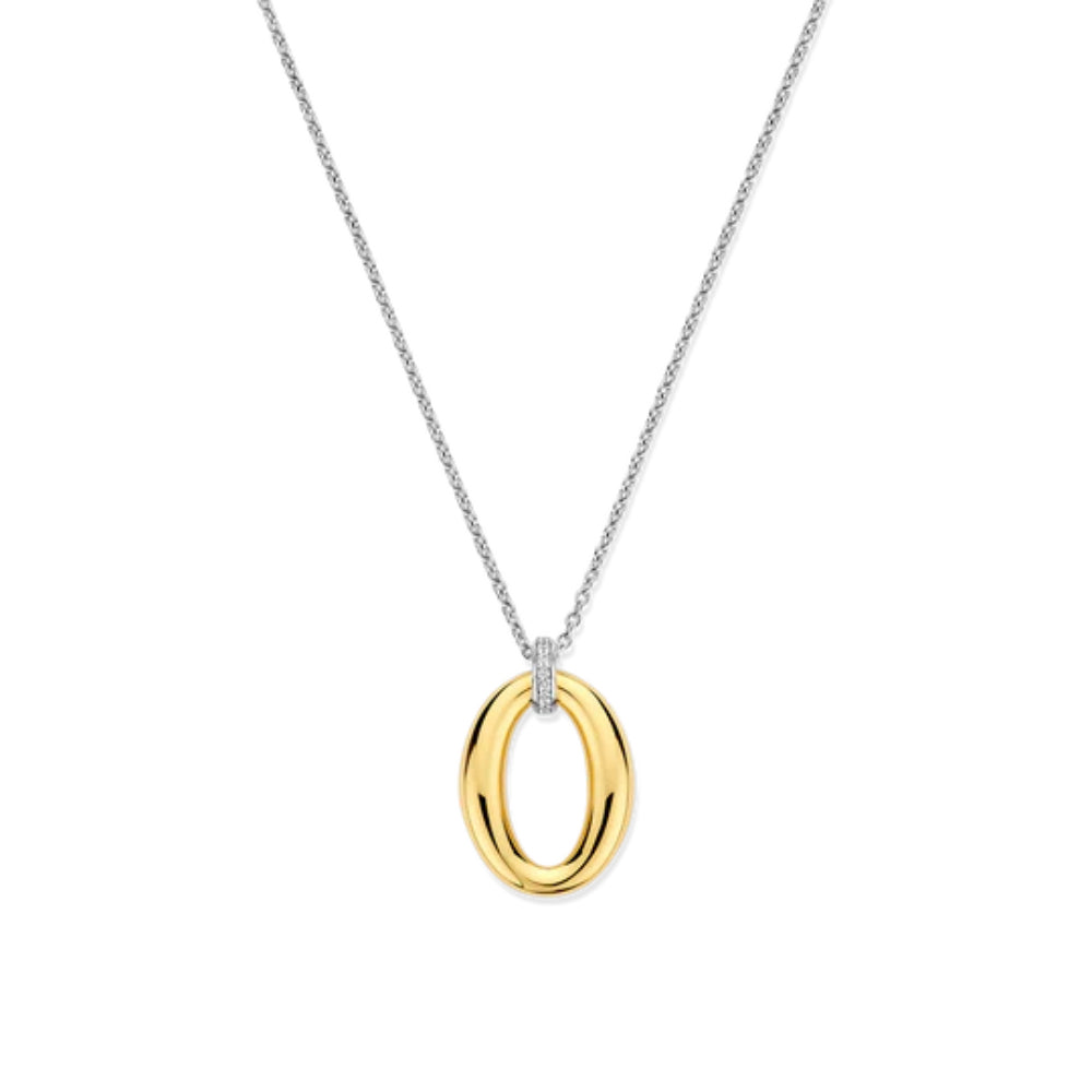 Ti Sento Two-Tone Oval Drop Pendant Necklace